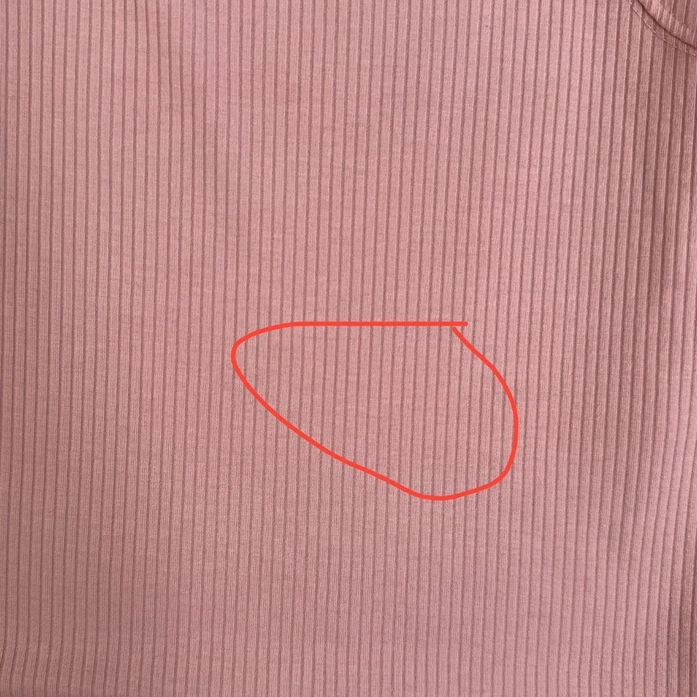 We The Free Free People Puff Sleeve Ribbed Square Neck Top XS Mauve Pink